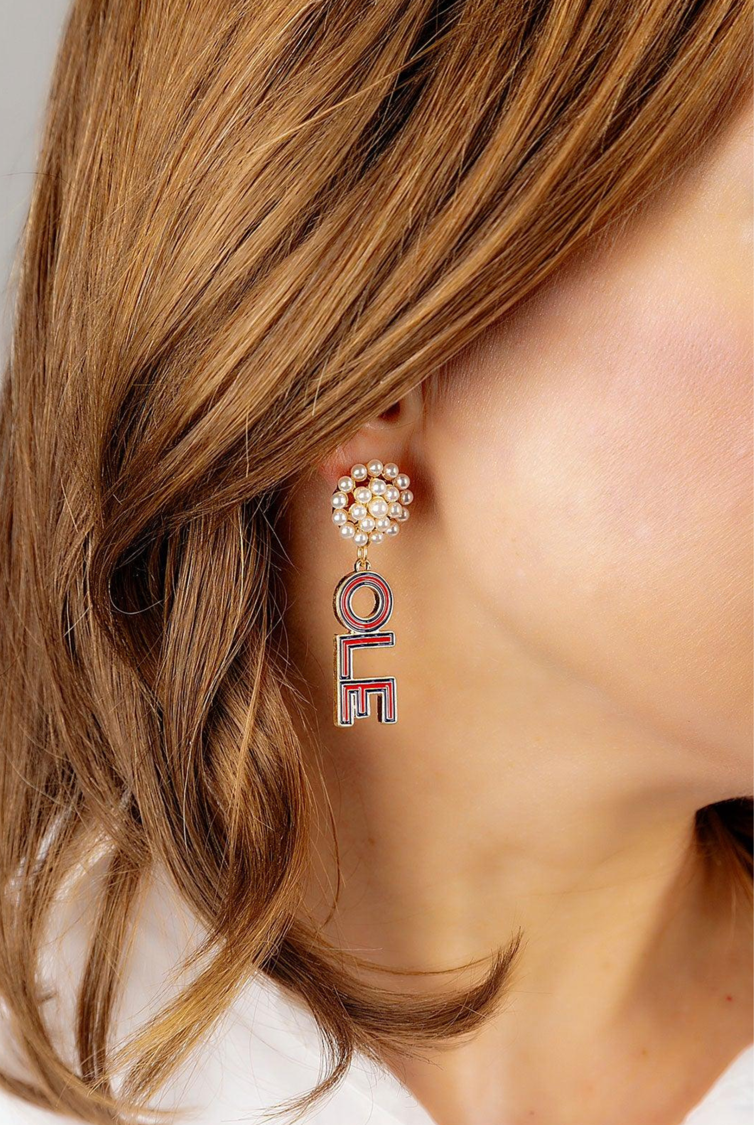 Pearl Cluster Earrings - Ole Miss-Earrings-Canvas Style-Go Big U, Women's Fashion Boutique Located in Dallas, TX