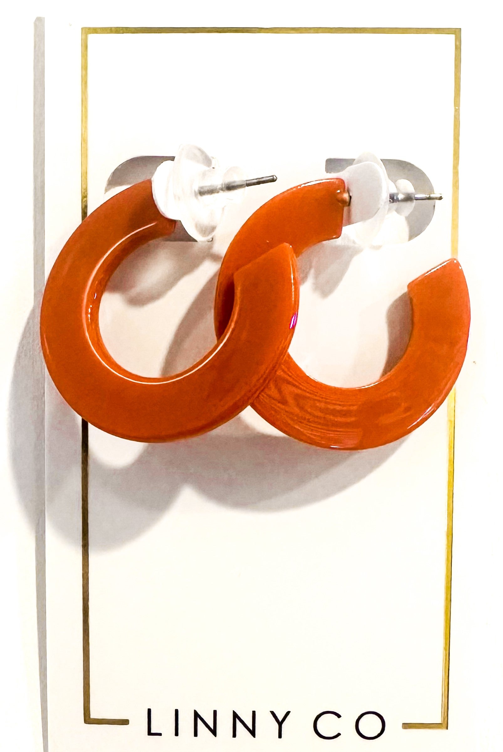 Acrylic Hoops - Orange/Burnt Orange-Earrings-Linny-Go Big U, Women's Fashion Boutique Located in Dallas, TX