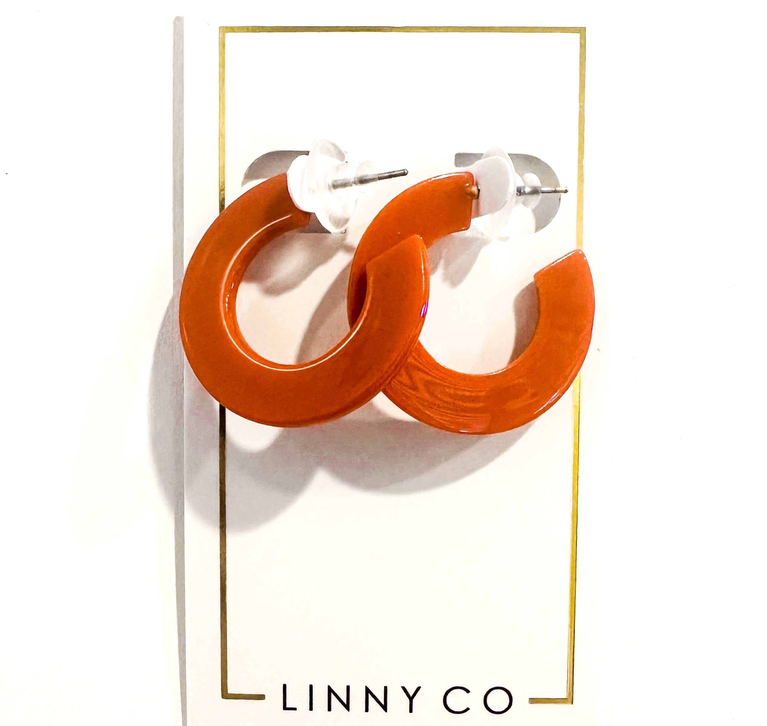 Acrylic Hoops - Orange/Burnt Orange-Earrings-Linny-Go Big U, Women's Fashion Boutique Located in Dallas, TX
