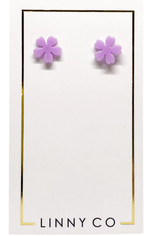 Flower Studs - Purple-Earrings-Linny-Go Big U, Women's Fashion Boutique Located in Dallas, TX