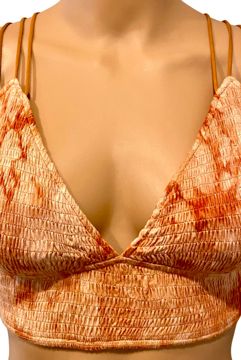 Smocked Bralette - Burnt Orange Tie Dye-bralette-Listicle-Go Big U, Women's Fashion Boutique Located in Dallas, TX