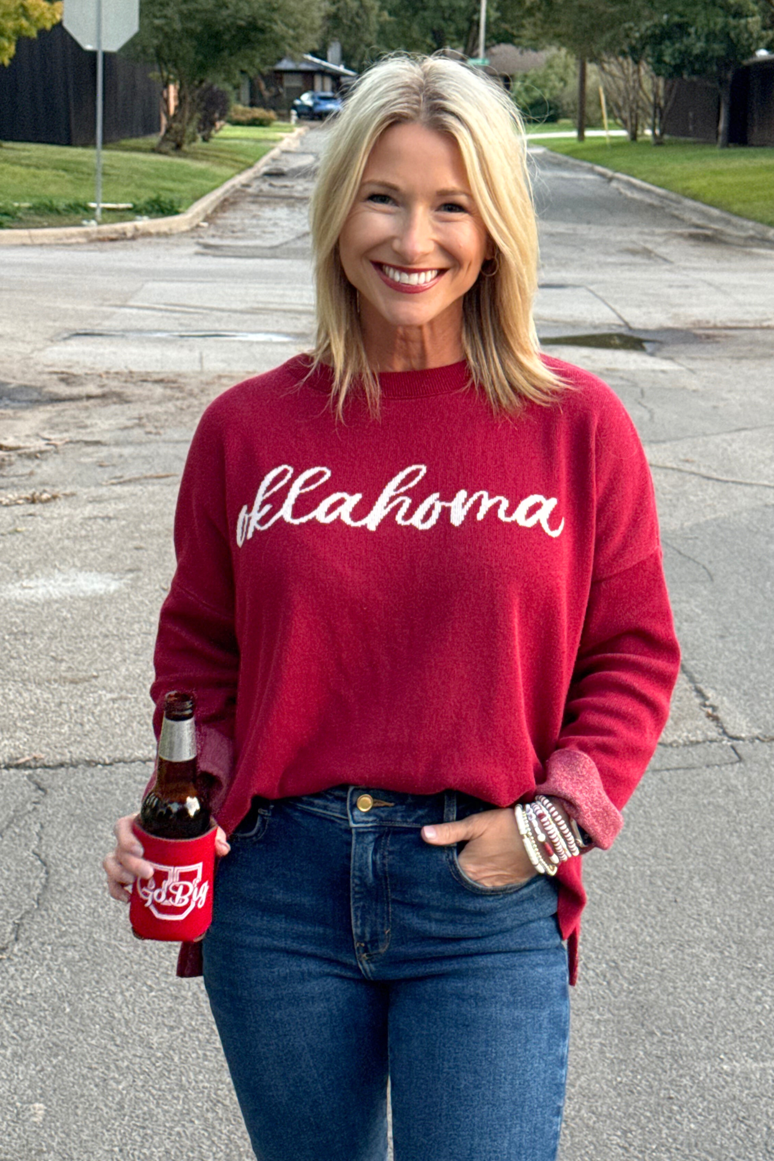 Oklahoma Sweater-Sweater-Town Pride-Go Big U, Women's Fashion Boutique Located in Dallas, TX