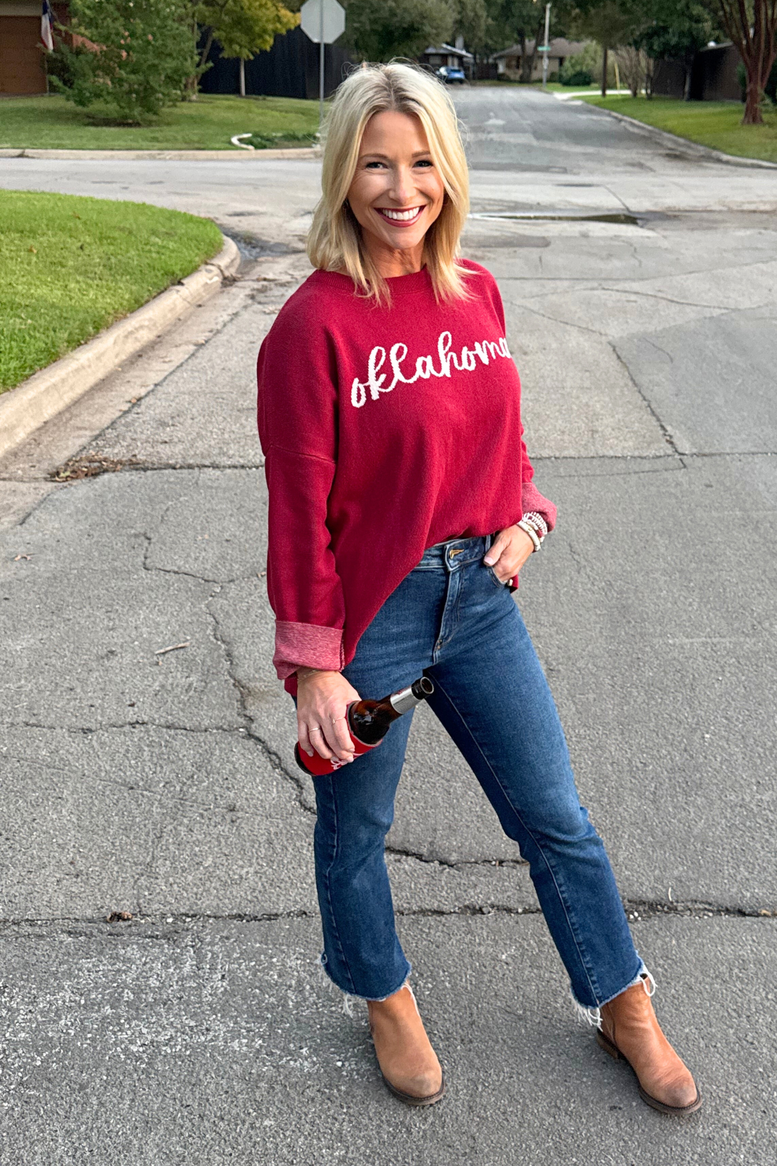 Oklahoma Sweater-Sweater-Town Pride-Go Big U, Women's Fashion Boutique Located in Dallas, TX