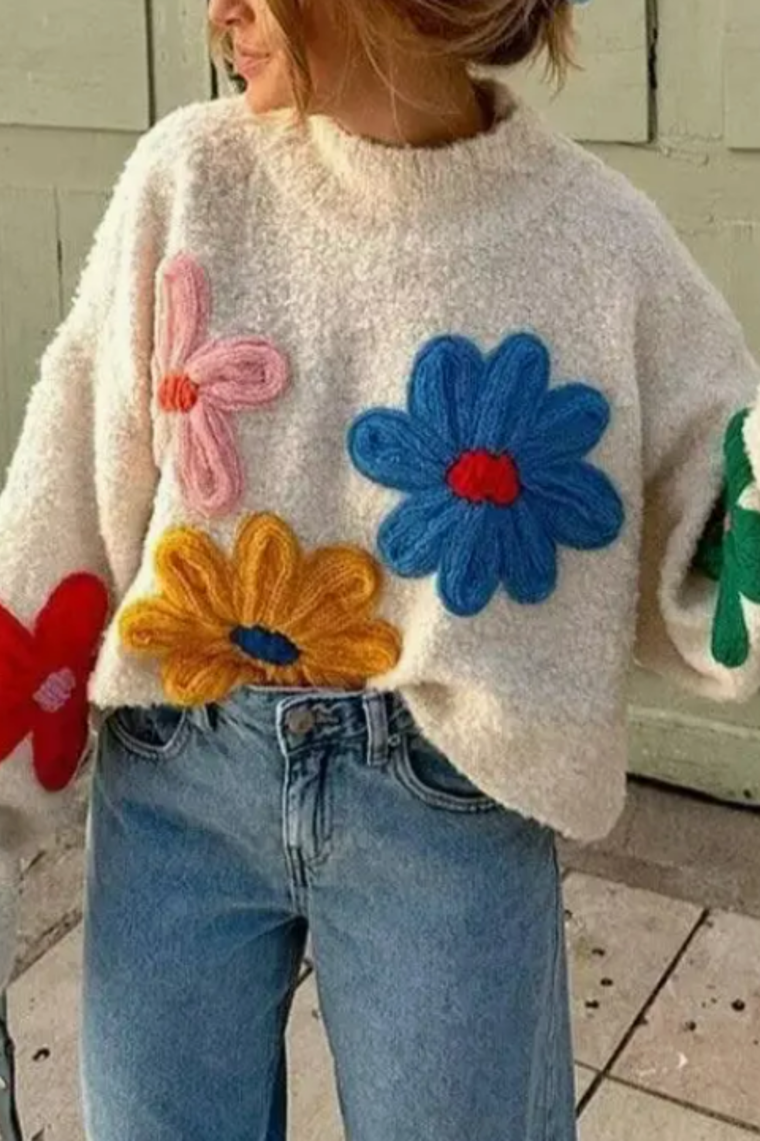 Flower Power Sweater-Sweater-Rosa Clothing-Go Big U, Women's Fashion Boutique Located in Dallas, TX