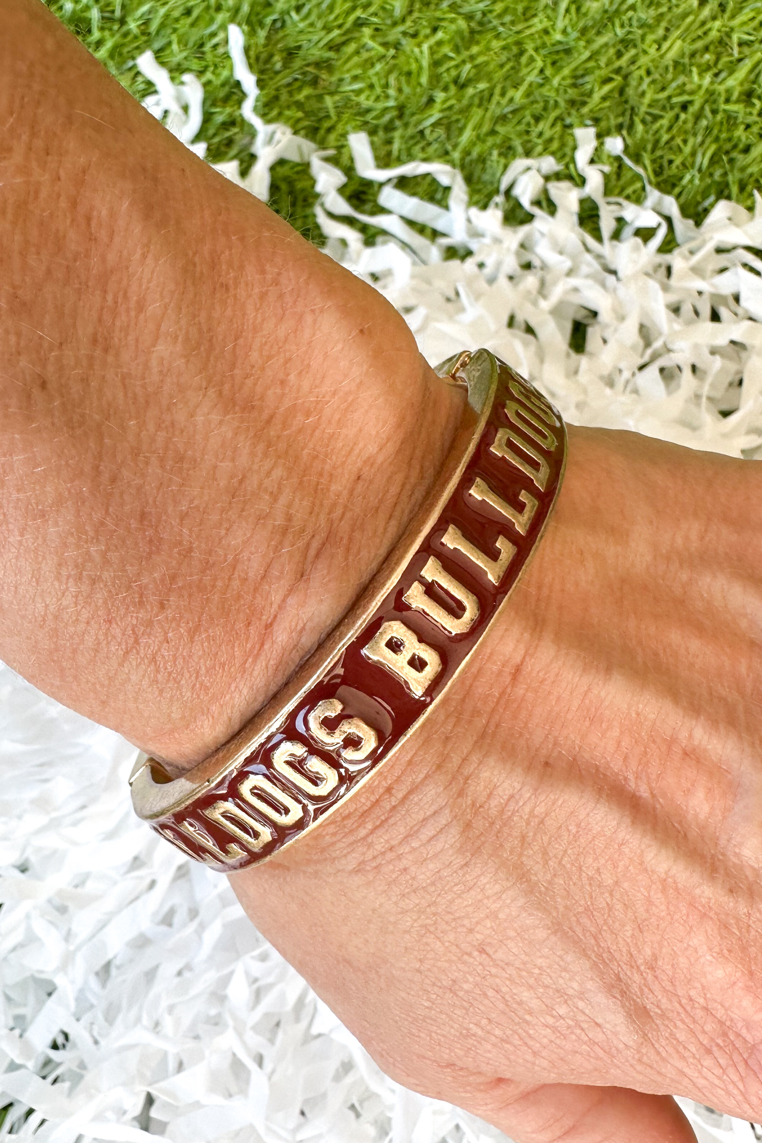 Hinge Bangle - Mississippi State-Bracelets-Canvas Style-Go Big U, Women's Fashion Boutique Located in Dallas, TX