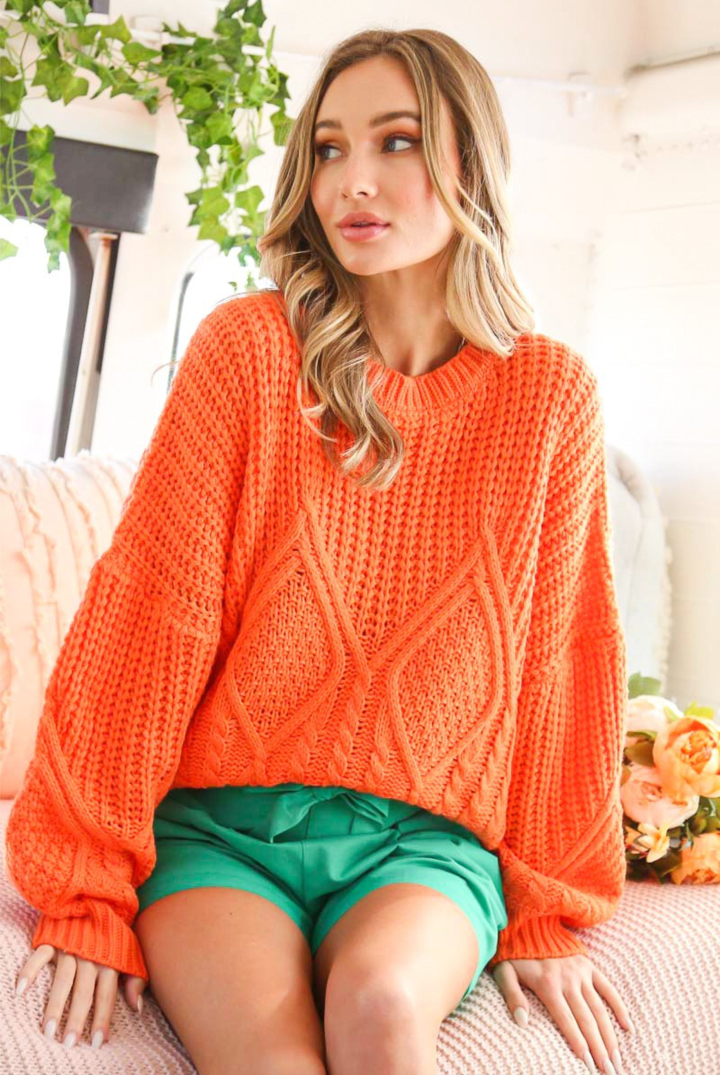 Team Pride Cable Knit Sweater-Sweater-Vine and Love-Go Big U, Women's Fashion Boutique Located in Dallas, TX