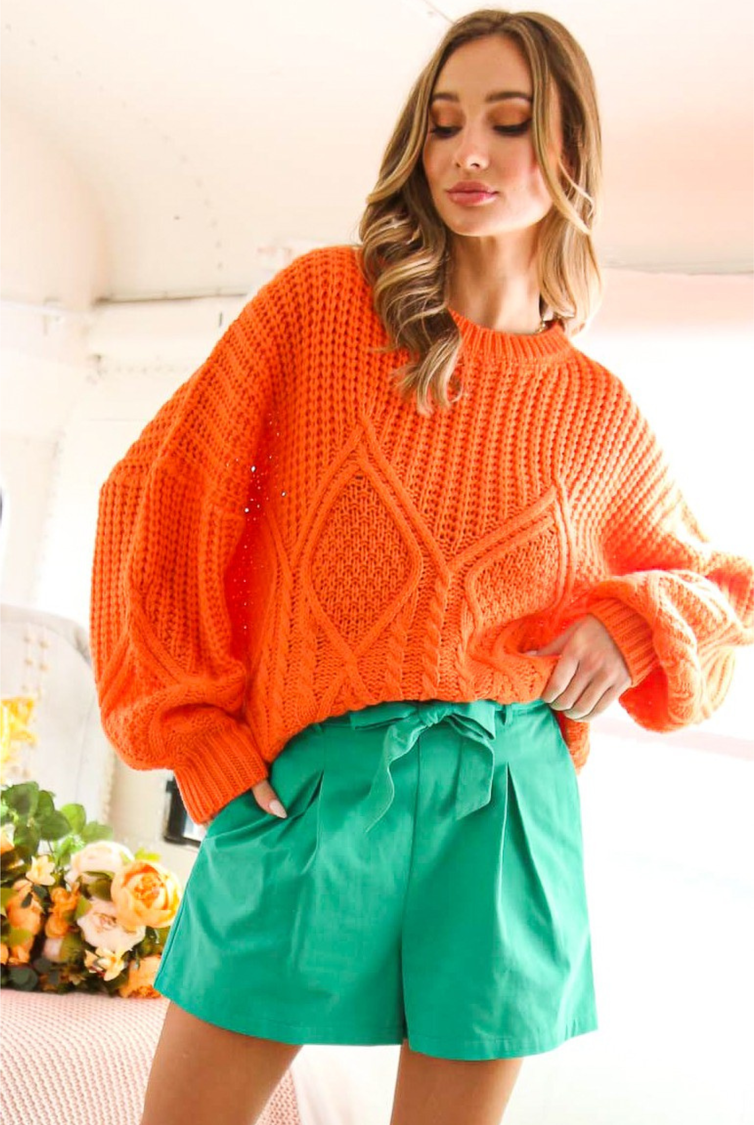Team Pride Cable Knit Sweater-Sweater-Vine and Love-Go Big U, Women's Fashion Boutique Located in Dallas, TX