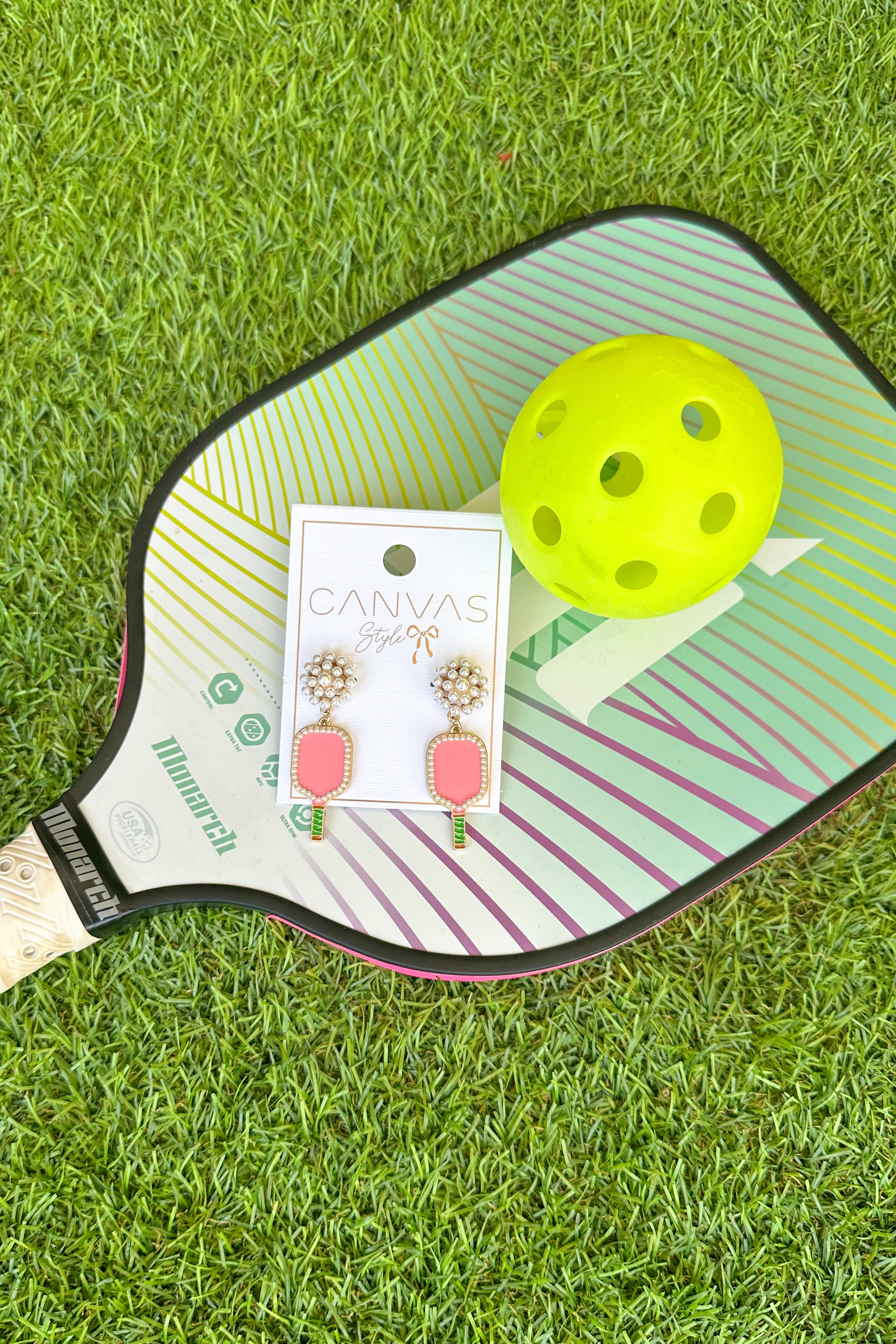 Pearl Cluster Pickleball Earrings-Earrings-Canvas Style-Go Big U, Women's Fashion Boutique Located in Dallas, TX