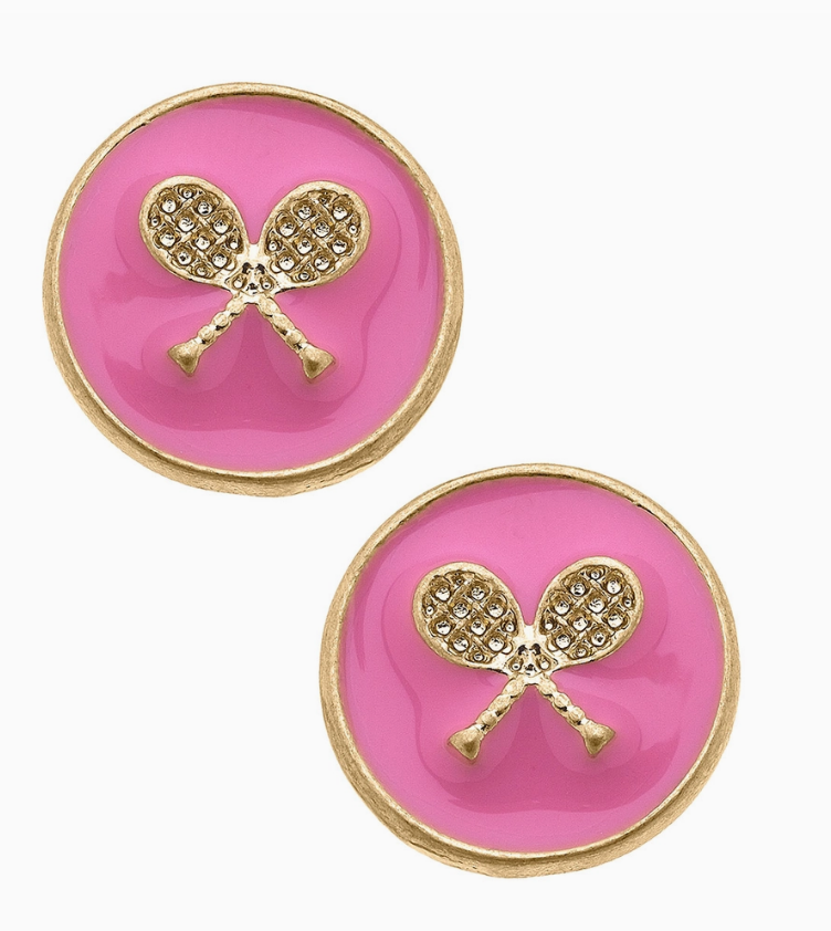 Tennis Racquet Stud Earrings-stud earrings-Canvas Style-Go Big U, Women's Fashion Boutique Located in Dallas, TX