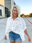 Star Struck Button Down Blouse-blouse-Day + Moon-Go Big U, Women's Fashion Boutique Located in Dallas, TX