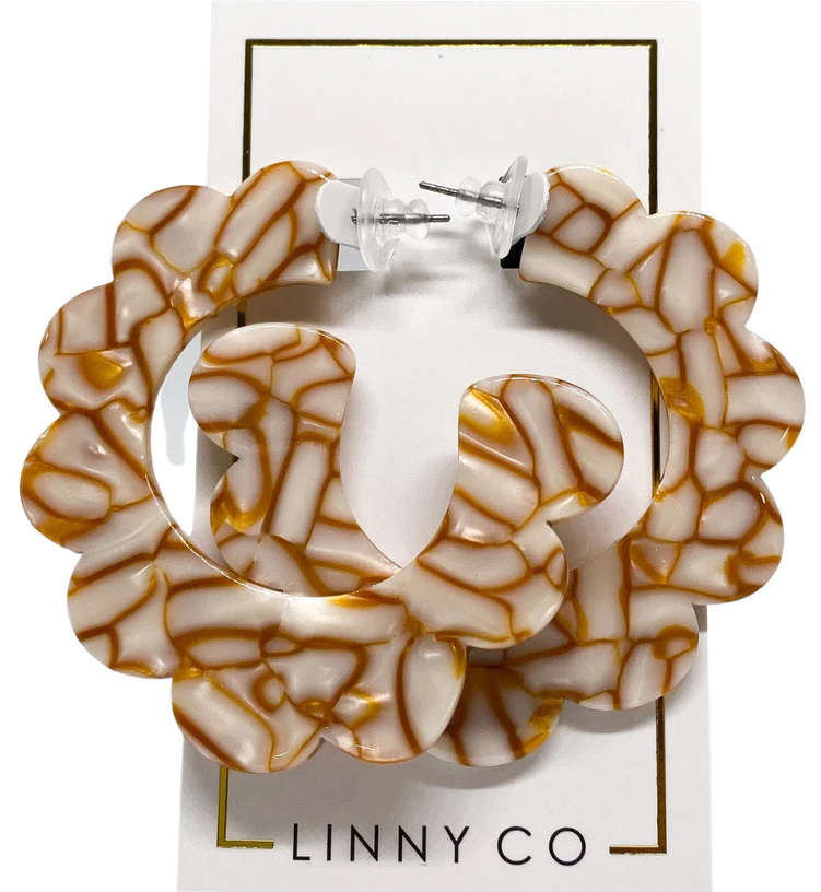 Scalloped Hoop Earrings - Burnt Orange-Earrings-Linny-Go Big U, Women's Fashion Boutique Located in Dallas, TX