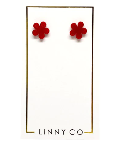 Flower Studs - Red-Earrings-Linny-Go Big U, Women's Fashion Boutique Located in Dallas, TX
