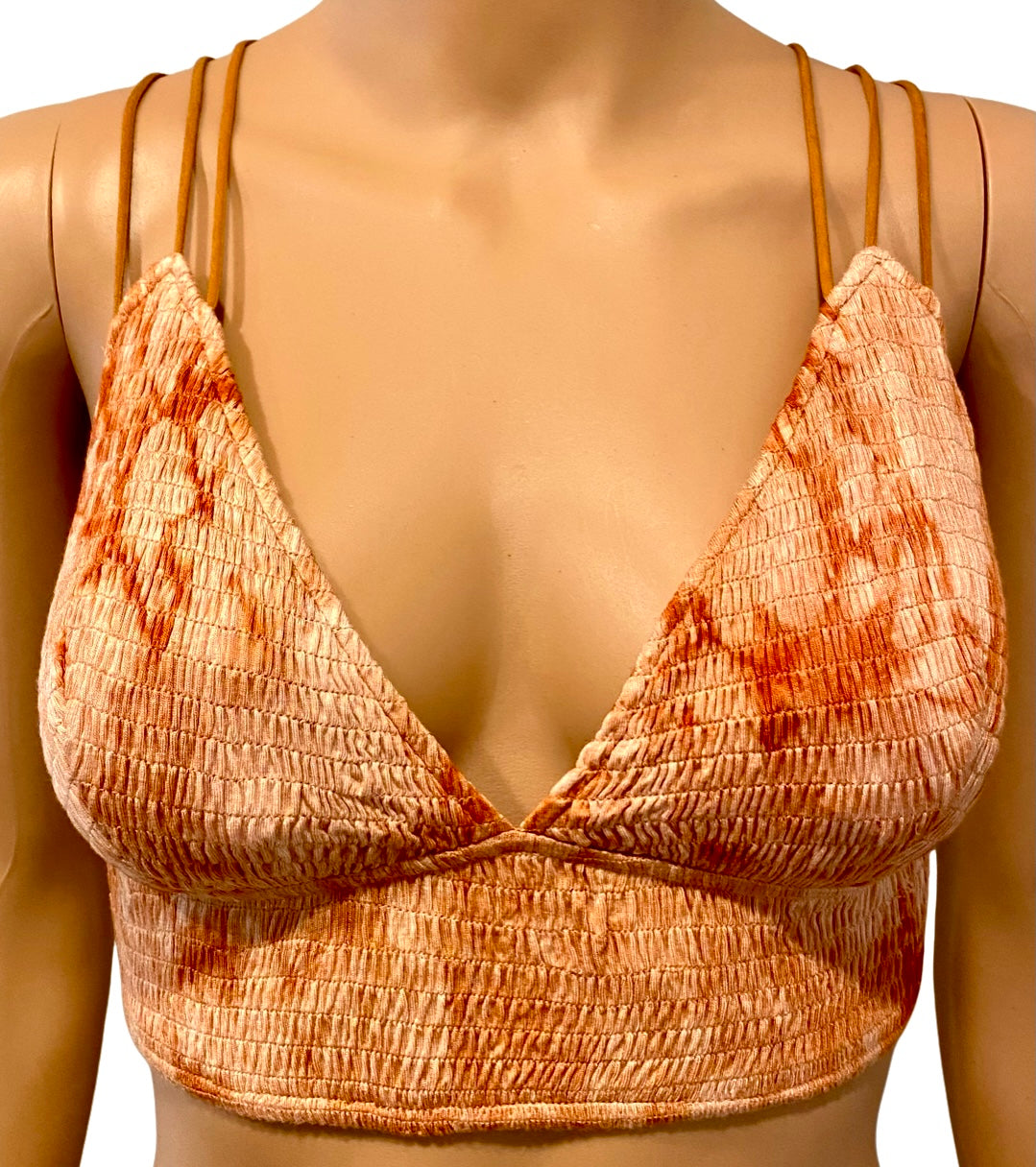 Smocked Bralette - Burnt Orange Tie Dye-bralette-Listicle-Go Big U, Women's Fashion Boutique Located in Dallas, TX